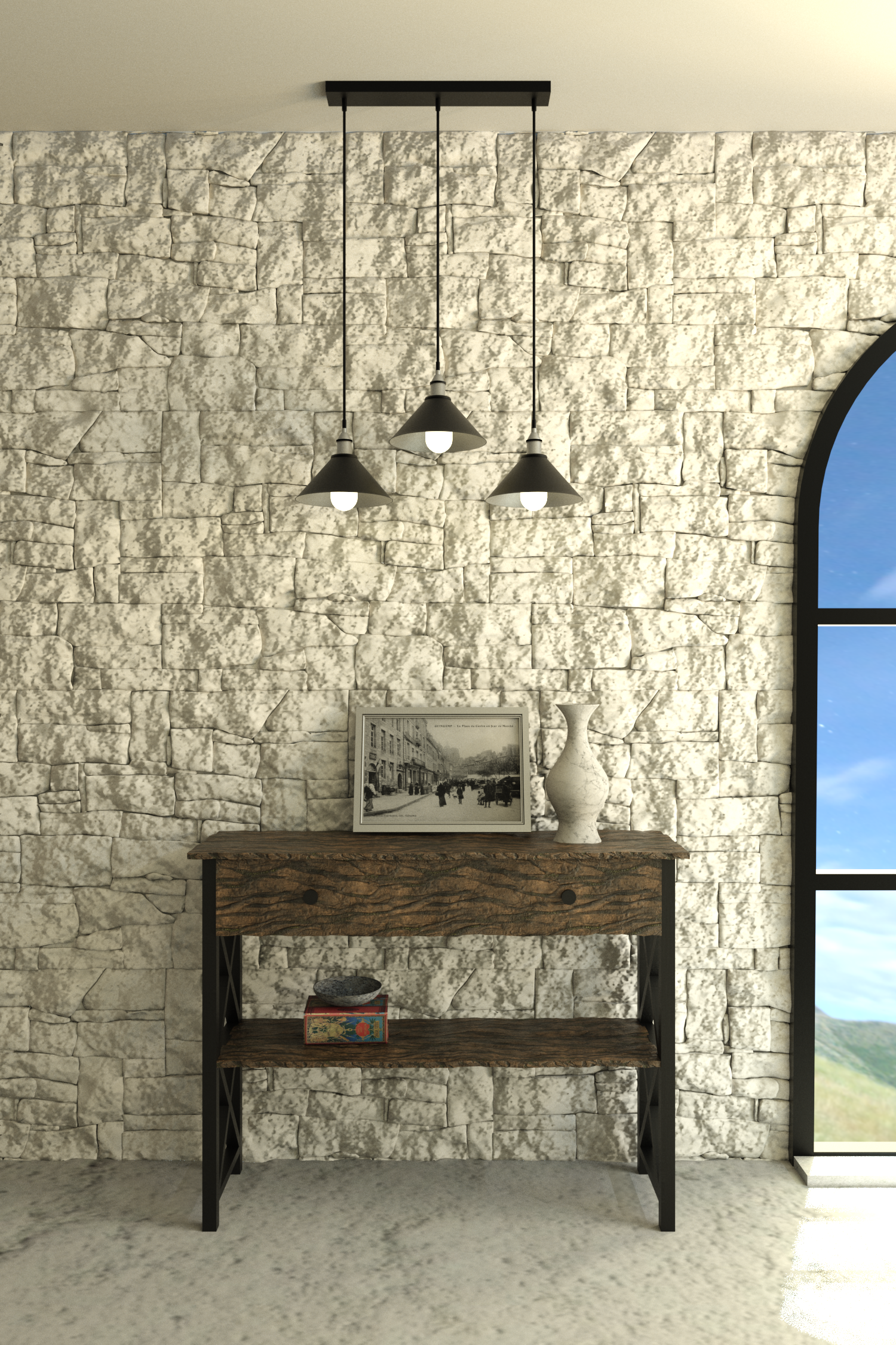 Parement 7040 en staff a coller sur le mur