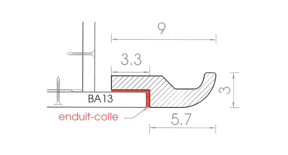 Profil de finition BP.PF2 pour fintion d'un plafond zéro défaut