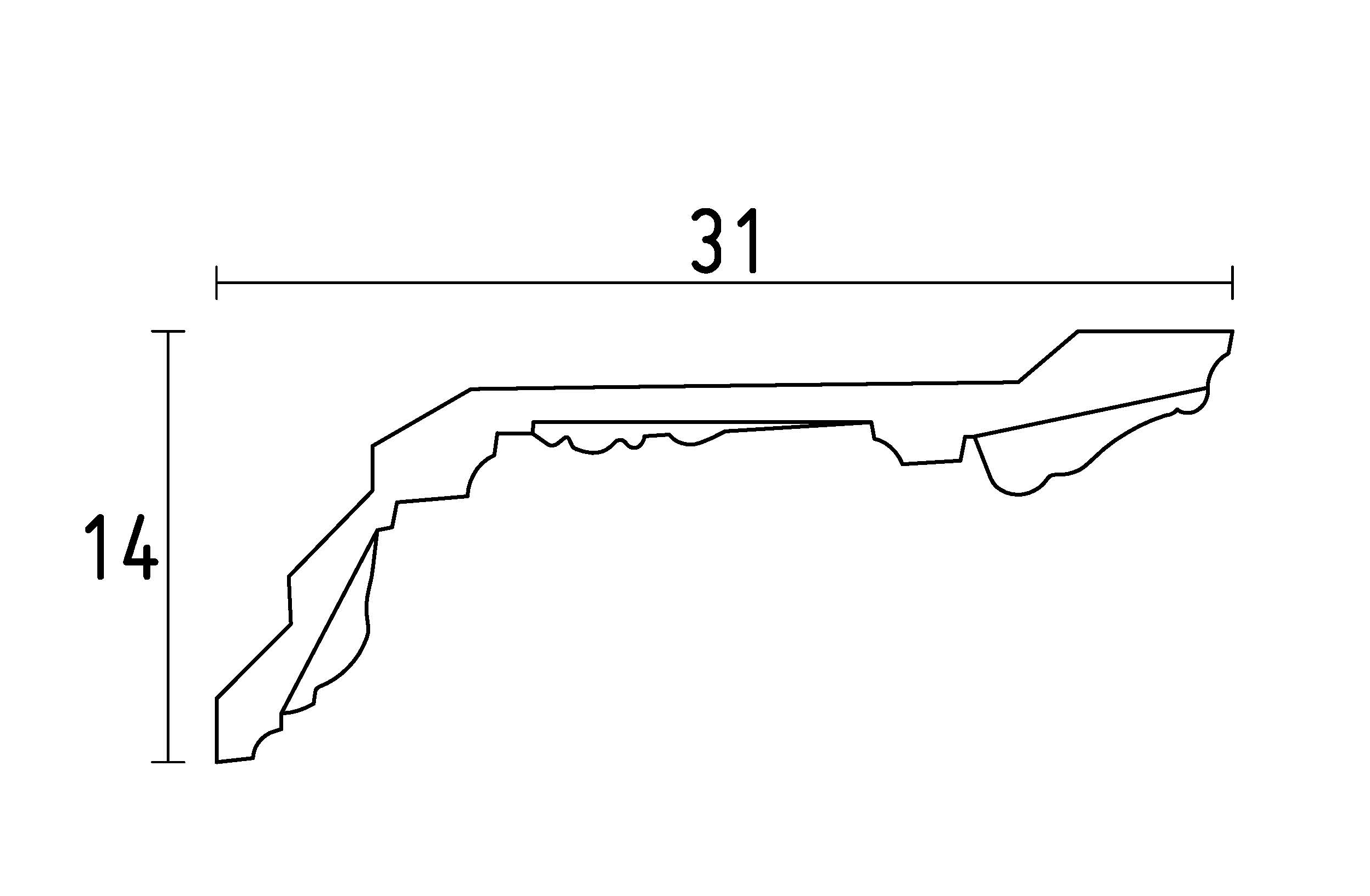 Schema D895 corniche ou moulure plafond ornementee en staff