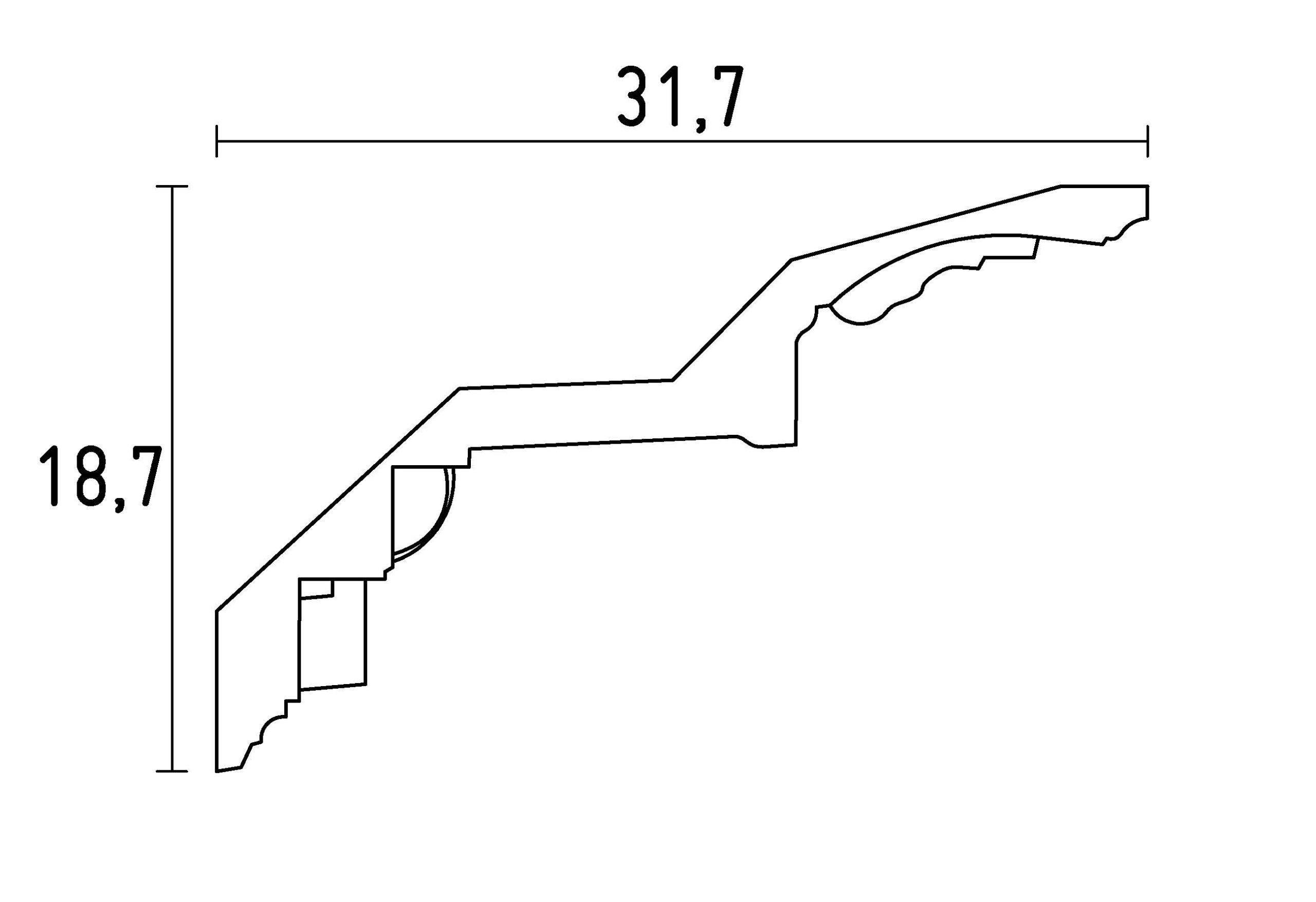 Schema corniche ambiance ornementée en staff à coller au plafond