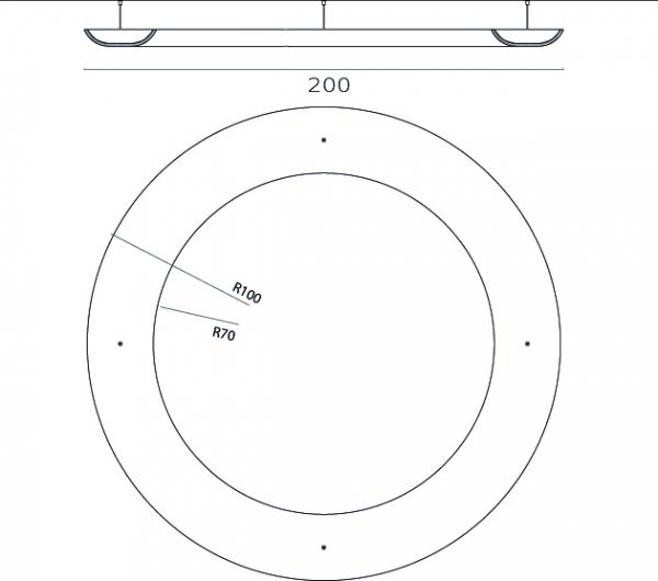 Schema plafonnier anneau en staff au plafond