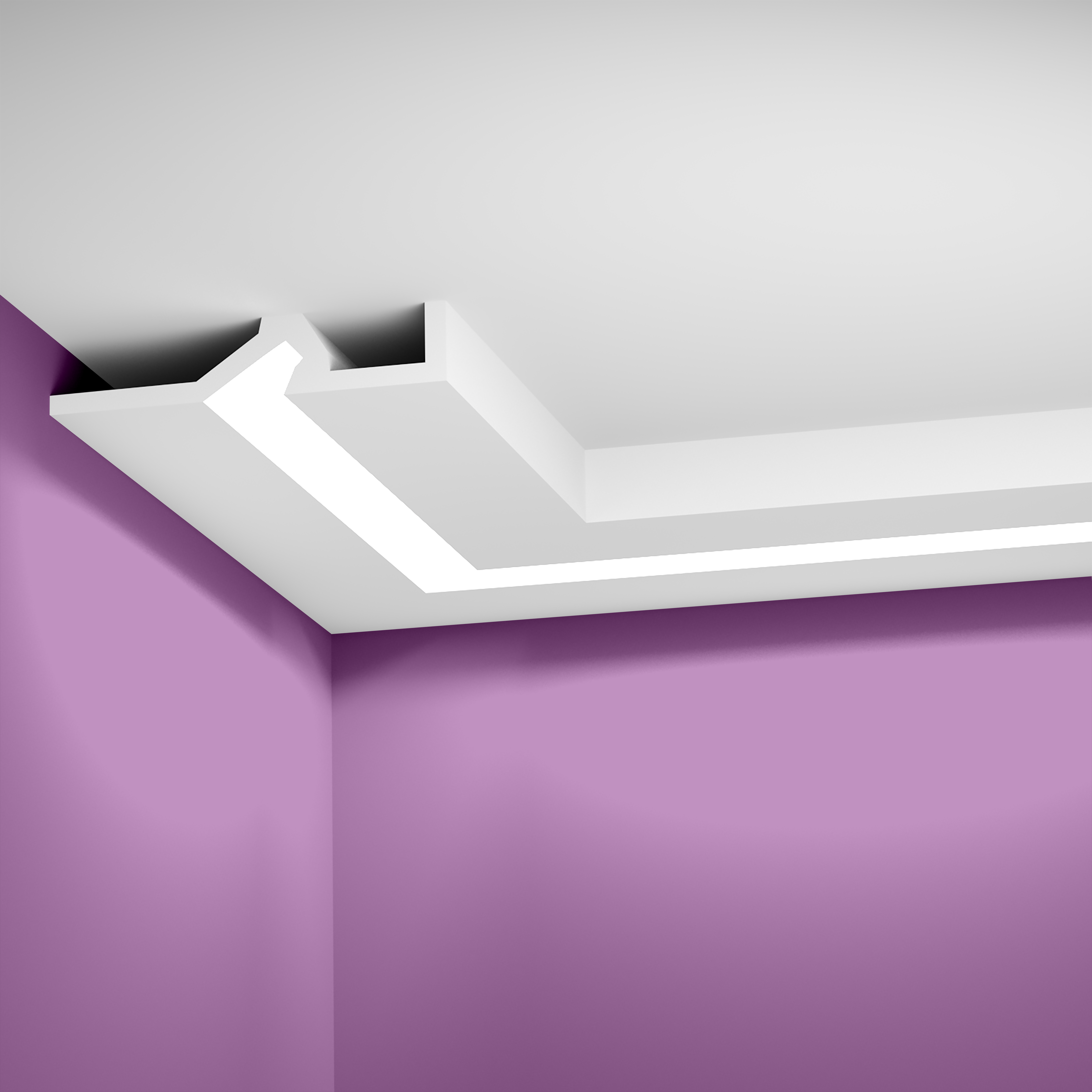 Corniche d121 eclairage indirect a coller au plafond en staff