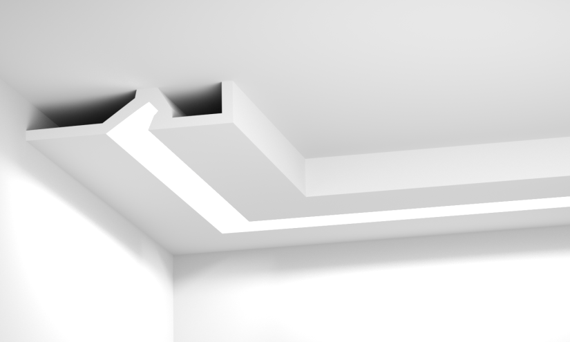 Profil lumineux D121 en staff au plafond