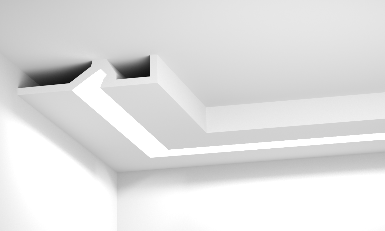 Profil lumineux D121 en staff au plafond