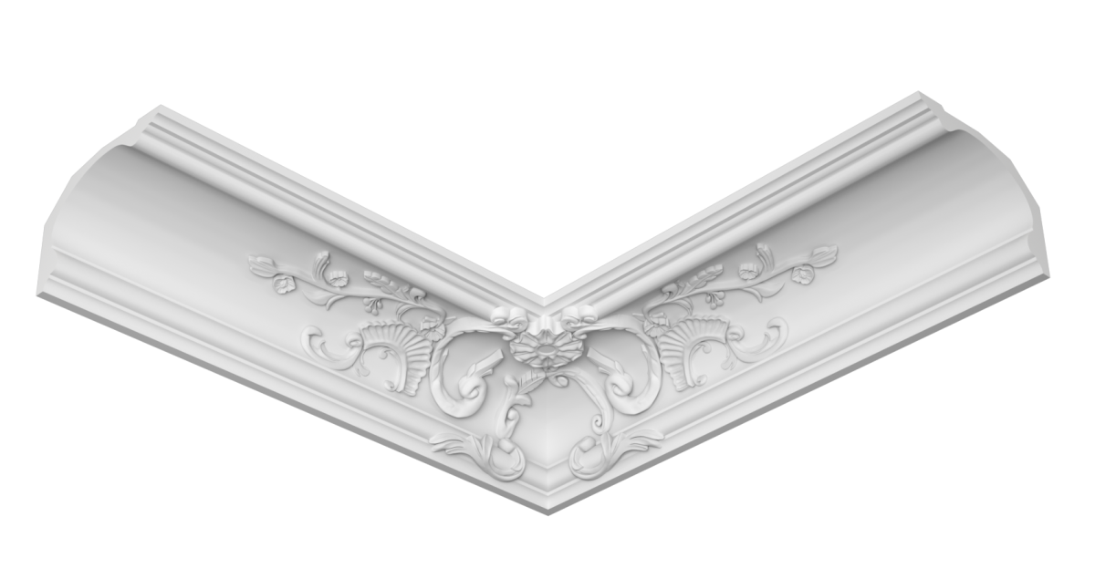 cartouche ou angle de corniche D616A en staff