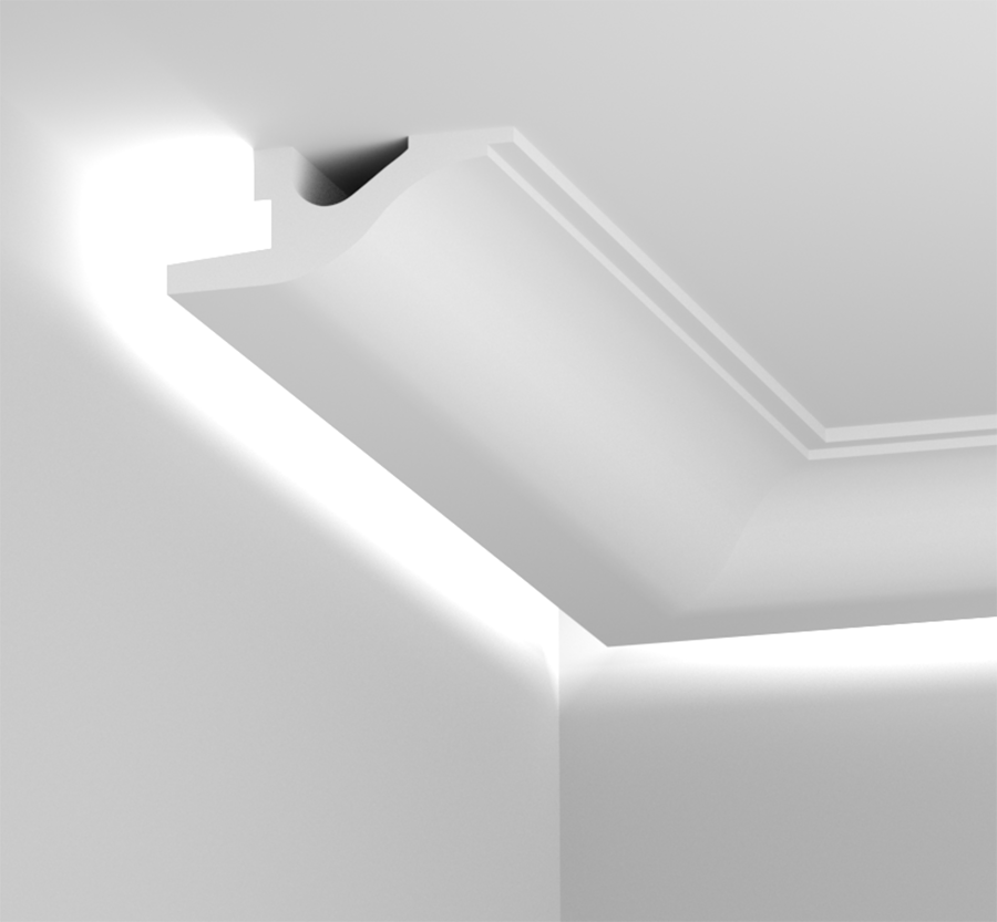corniche eclairage indirect et style classique a coller sur le mur et plafond