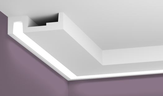 profil ou corniche a eclairage indirect D125 en staff facile a poser