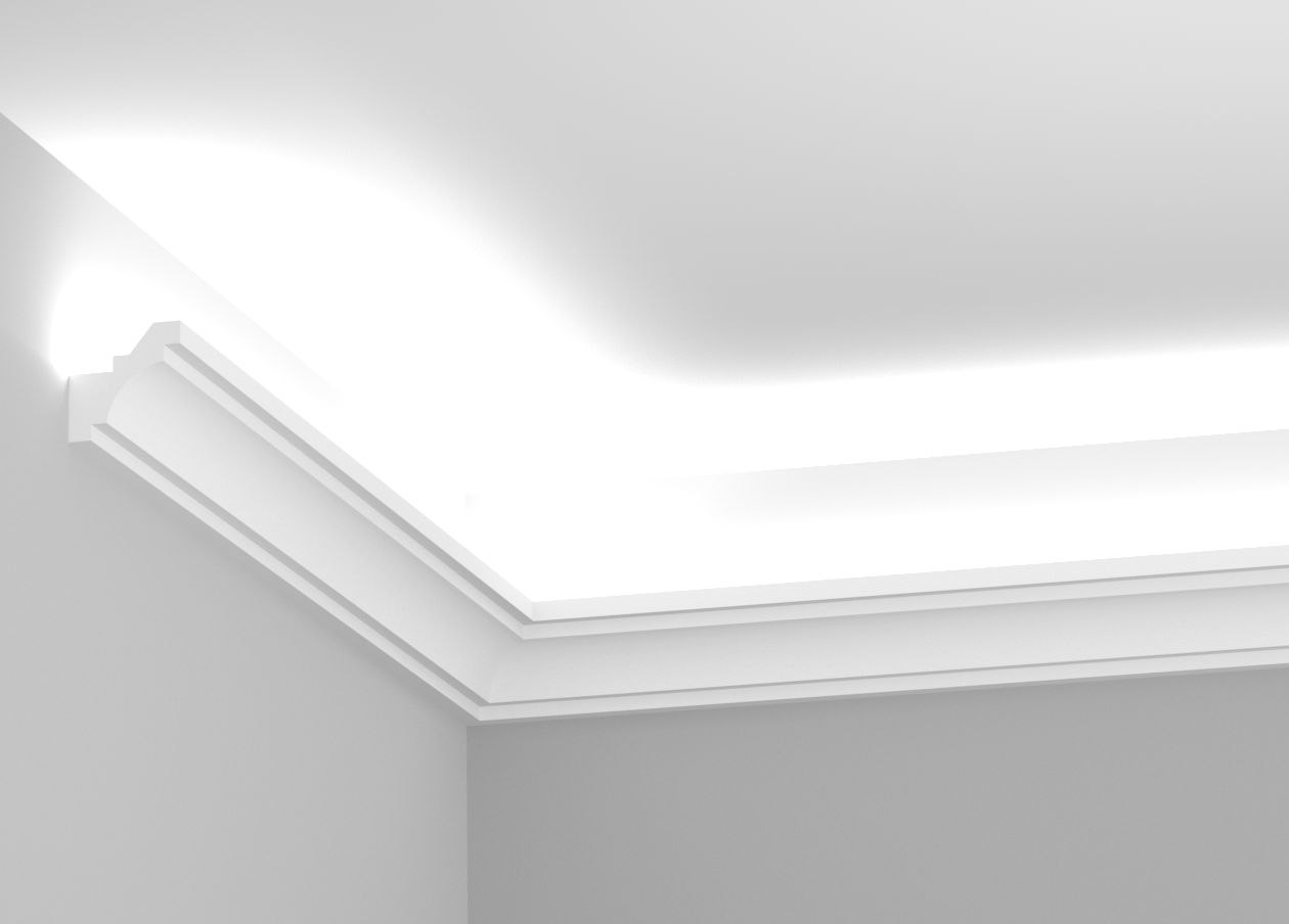 corniche D556 de petites dimensions contemporaines et éclairage indirect