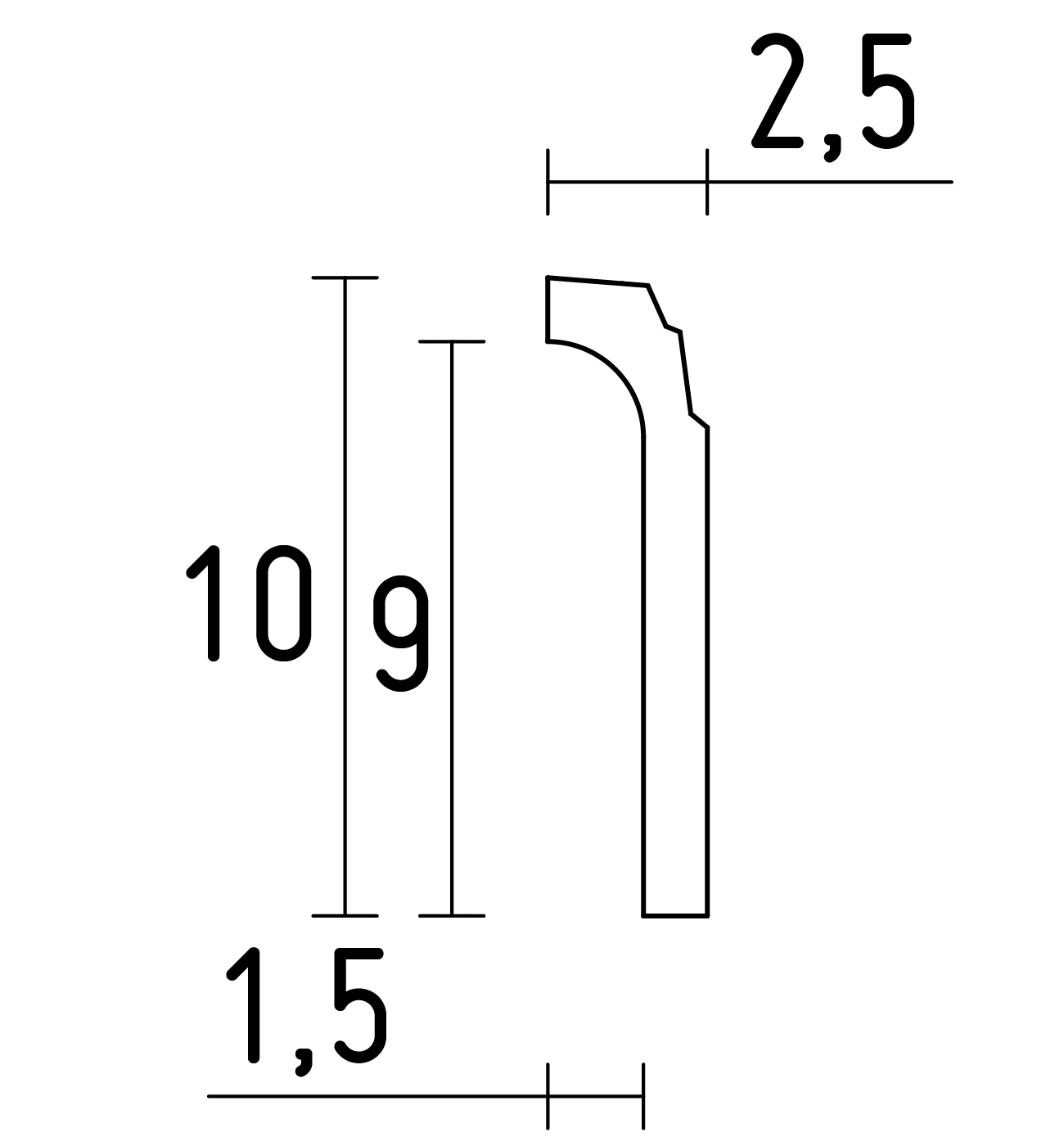 Schema surplinthe en staff pour recouvrir une plinthe.style art déco 10 cm de hauteur