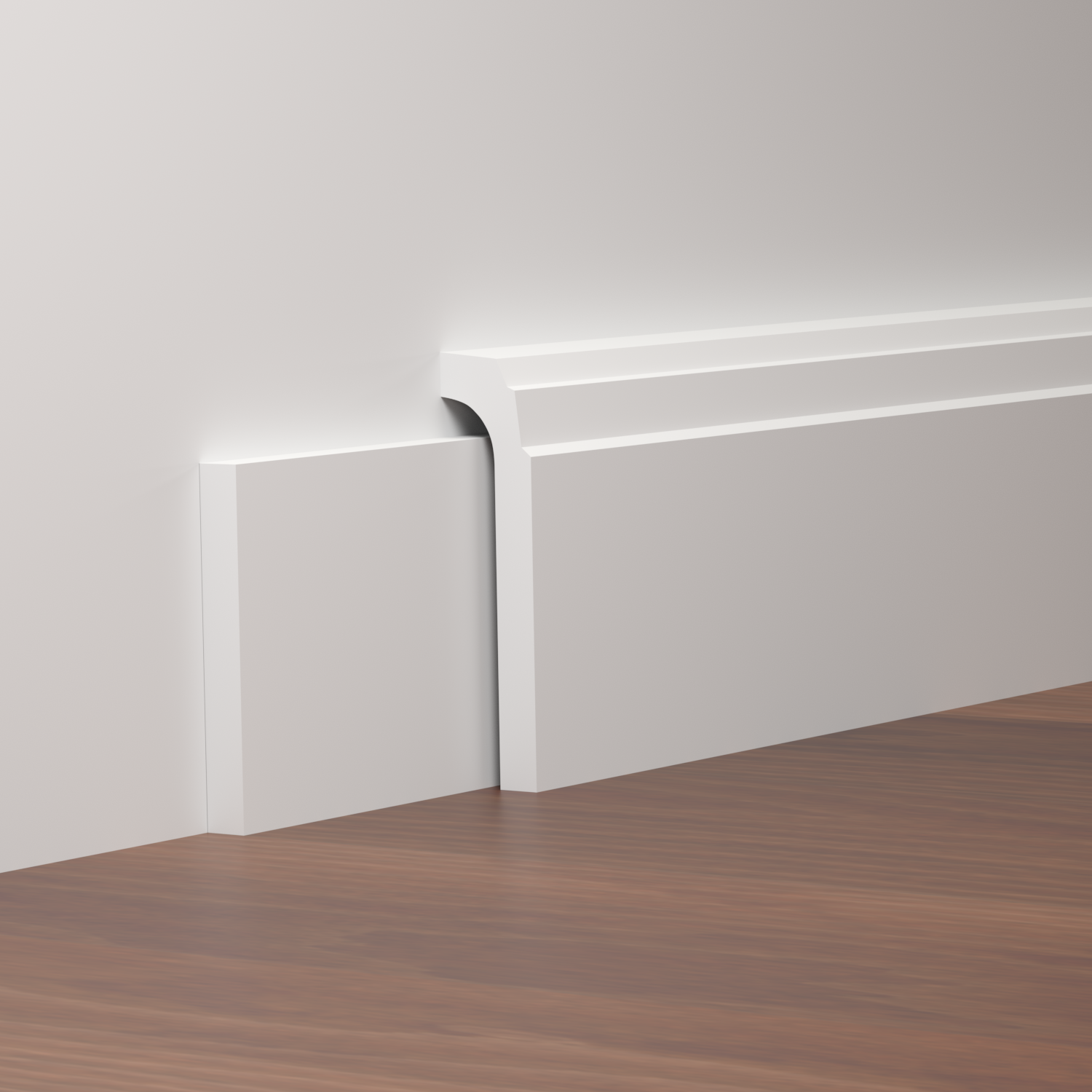 Surplinthe en staff , en platre pour recouvrir les plinthes actuelles.