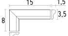 Schema angle de moulure 1107E à coller sur le plafond ou le mur.