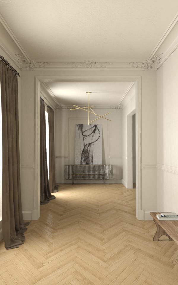 Ambiance classique et ornementee pour cette decoration tout en staff corniches plinthes couvre joints ...