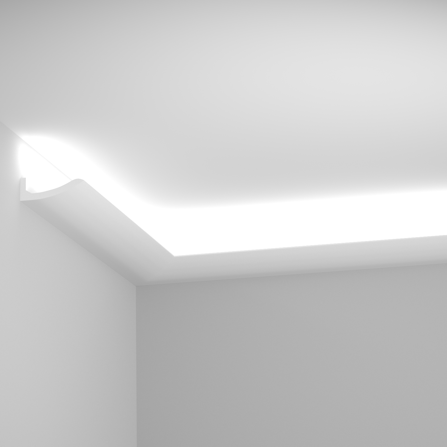 corniche à éclairage indirect en staff plafond et mur