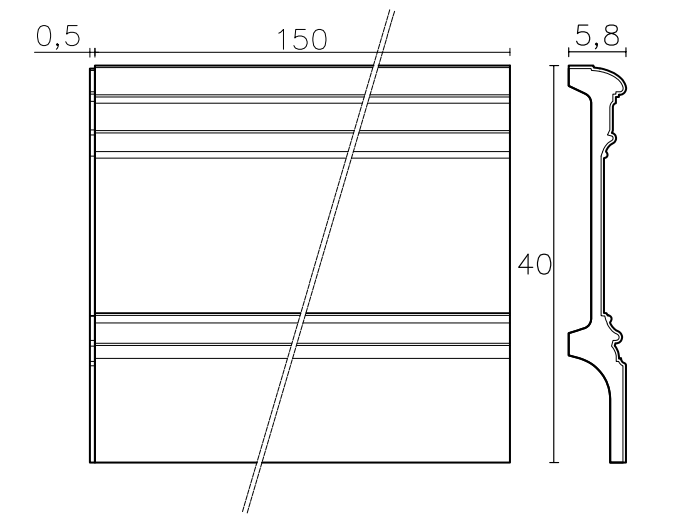 Schema plinthe 40 cm de hauteur en staff