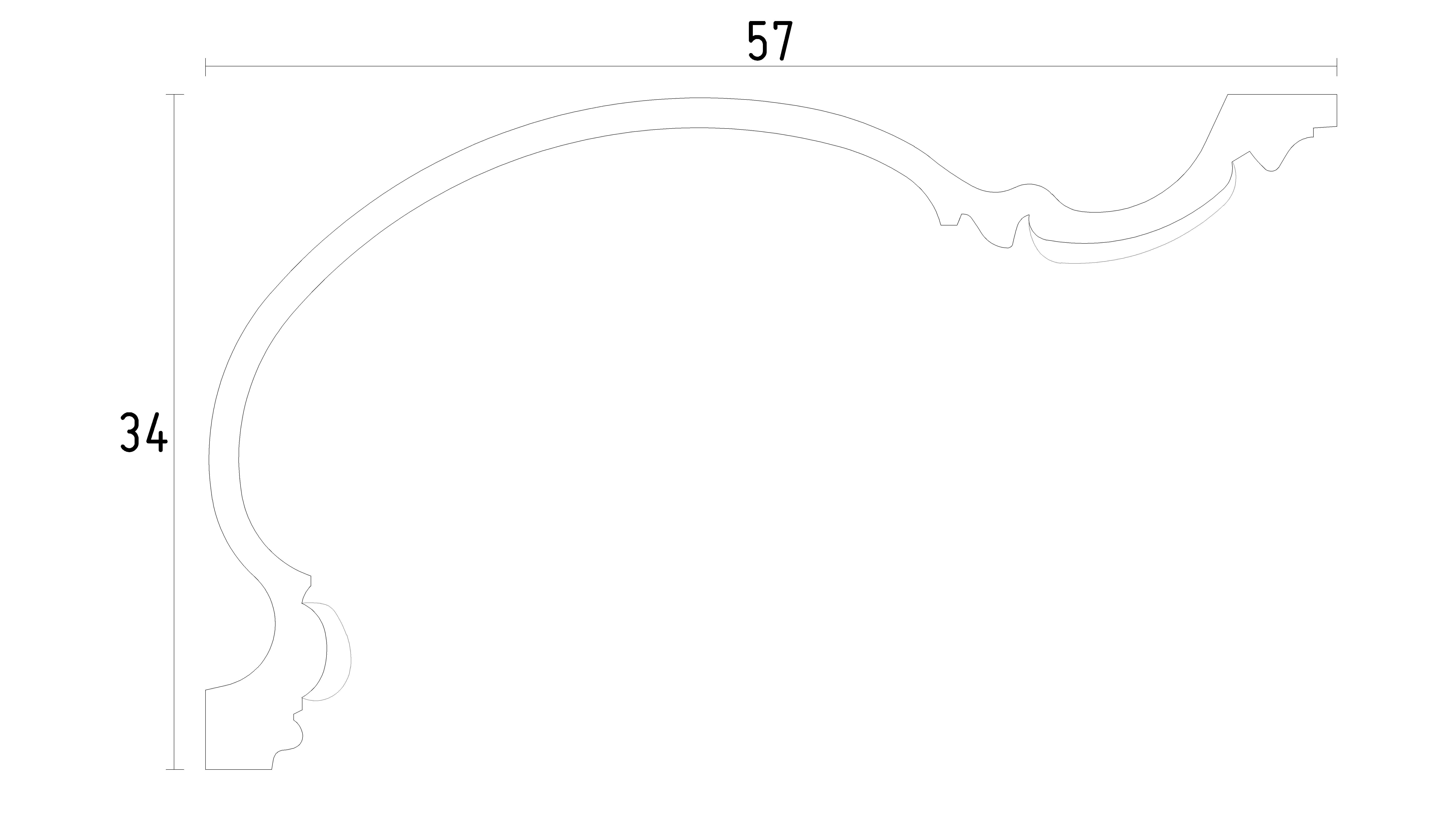 Schéma corniche en staff D881 ornementée pour coller sur mur et plafond
