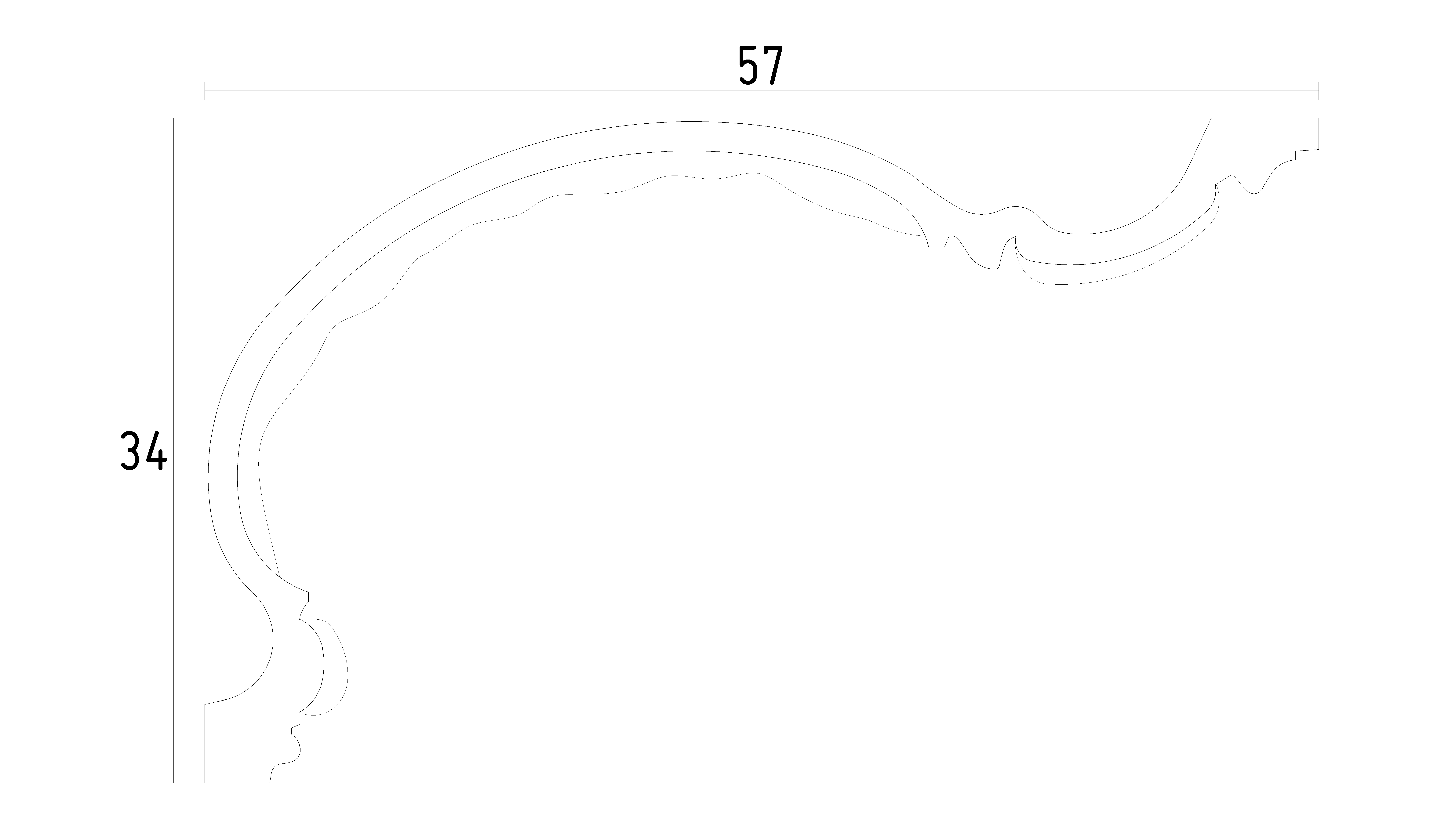 Schéma corniche en staff D881B ornementée pour coller sur mur et plafond
