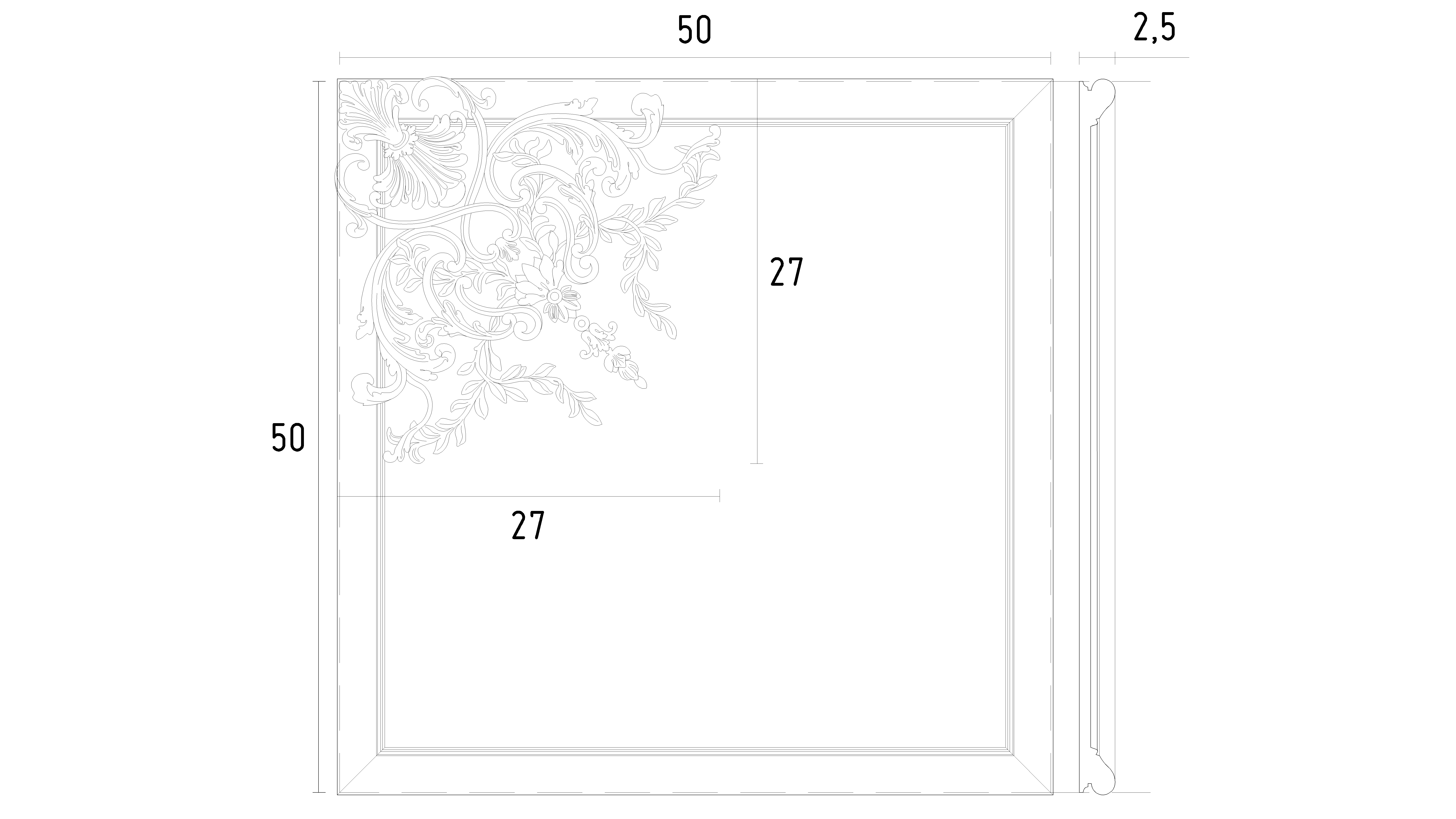 Schéma d'un panneau mural ornementé collection Promenade aux Tuileries